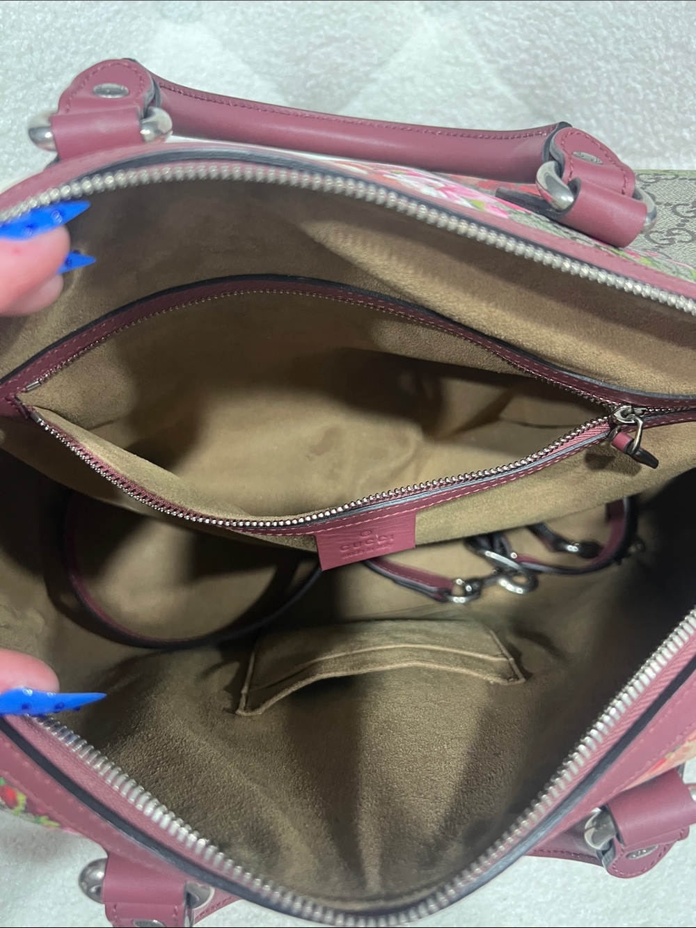 Gucci GG Supreme Blooms Floral Boston Travel Duffel Bag Rare - Picture 11 of 14